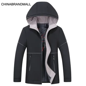 

Men Autumn With Cap Jacket Fat Man Plus Fat Plus Size Windbreaker Coat Young And Middle-aged Leisure Top