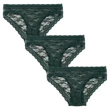 3 шт., темно-зеленые, европейский размер, уникальный дизайн, трусики бикини, бесшовное кружевное нижнее белье, женское нижнее белье, удобные, мягкие