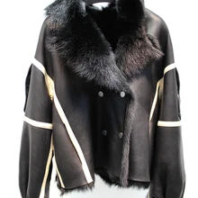 Зимняя женская модная куртка из тосканской овечьей шерсти, байкерская куртка, пальто