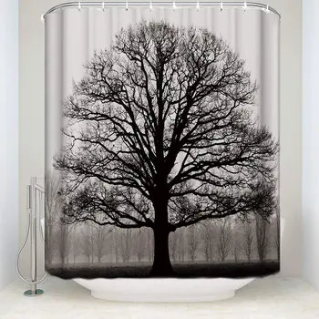 

Durable Shower Curtain-Tree Silhouette Waterproof Bathroom Fabric Shower Curtains,36"(w) x 72"(h) Bathroom Decor with Hooks