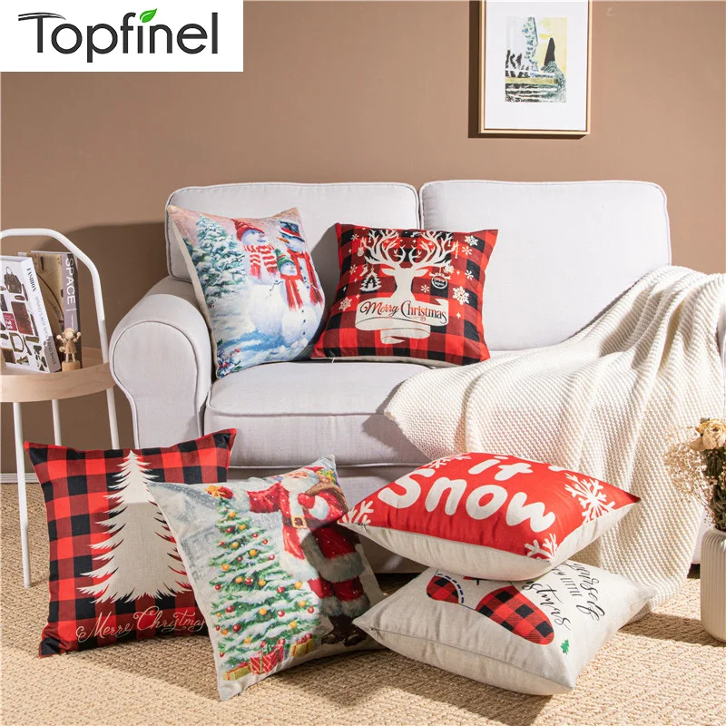 Topfinel Рождество мультфильм стиль наволочки хлопок лен Санта Клаус