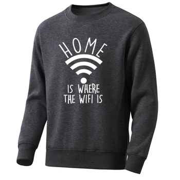 

Funny Cartoon Mens Hoodies 2020 Spring Leisure Sweatshirt Sweatshirts Home Is Where Teh Wifi Is Mens Pullover Hot Men'S Hoodie