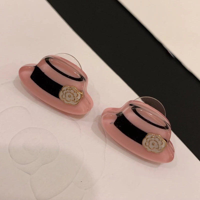 

New Hot Fashion Brand Fashion Party Jewelry For Women Cute Pink Hat Design Earrings Pink Color Hat Cap Wedding Party Earrings