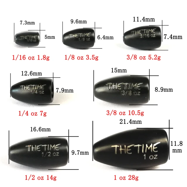 Thetime texas /carolina /drop shot rig tungsten sinkers 1/16-1 oz bullet weights columnar 1.8-28g bass fishing lures accessories
