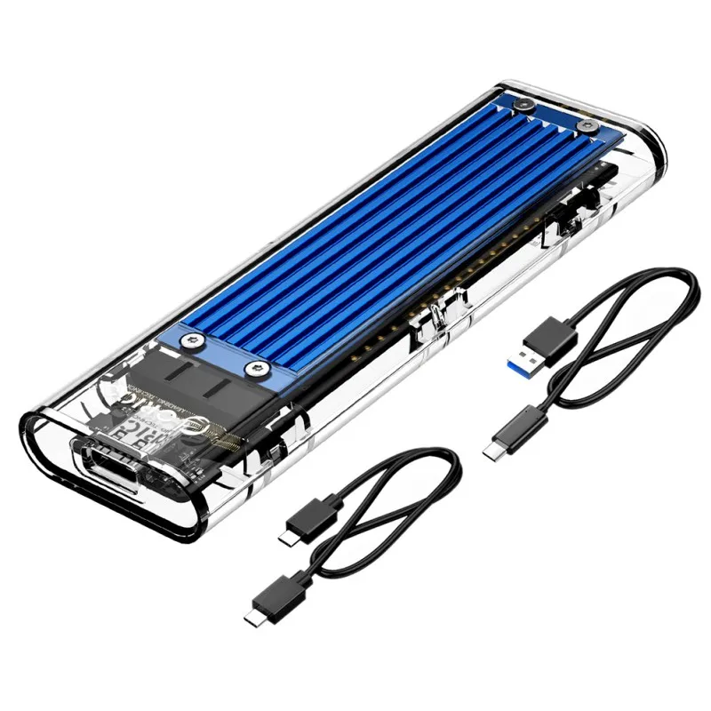Четыре цвета M.2 SSD корпус NVME type C USB 3,1 Gen2 10 Гбит/с UASP прозрачный корпус для 2230 2242 2260 2280 - Цвет: Синий