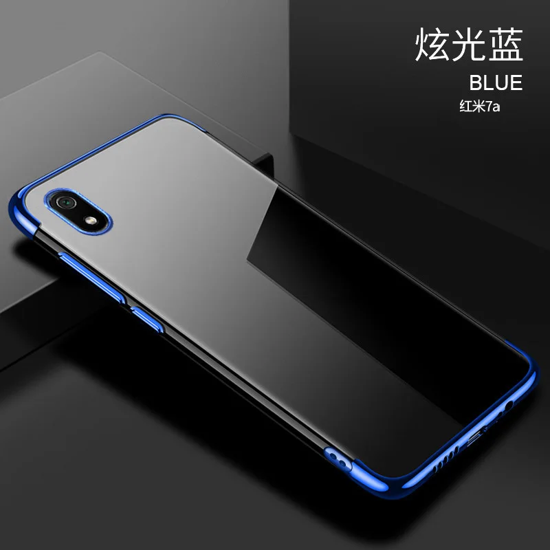 blue Чехол для Xiaomi Redmi 7A, модное прозрачное покрытие, мягкий силиконовый чехол для телефона Xiaomi Redmi 7A, мягкий чехол - Цвет: blue