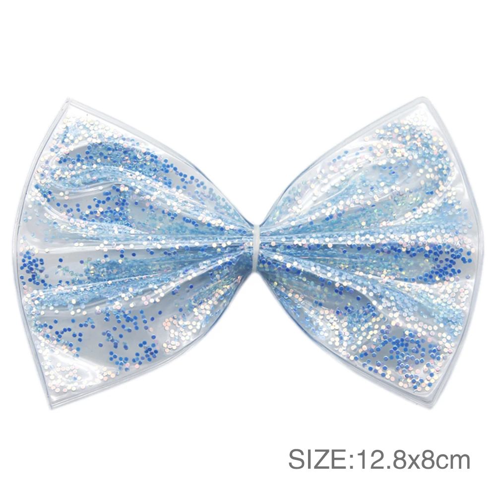 David Accessories 5 шт./лот Новинка 12,8x8 см прозрачный с кожаными бантиками, платье-пачка с пайетками ремесел ручной зажим для волос, аксессуары, 5Yc7410