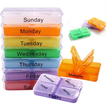 

Hot Sell 7 days Weekly pill case 28 Lattice Empty Medicine storage Box Colorful Pill organizer Tablet Drugs Capsule Container