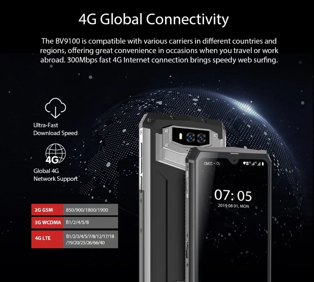 Blackview BV9100 6.3" 13000mAH NFC IP68 rugged shockproof smartphone android 9.0 4GB+64GB Octa Core Fast Charge 4G mobile phone