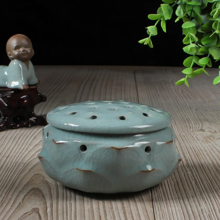 Longquan Celadon керамическая фарфоровая печь для благовоний в форме лотоса держатель для горелки Будда курильница ладан палочки с ладаном катушки 6