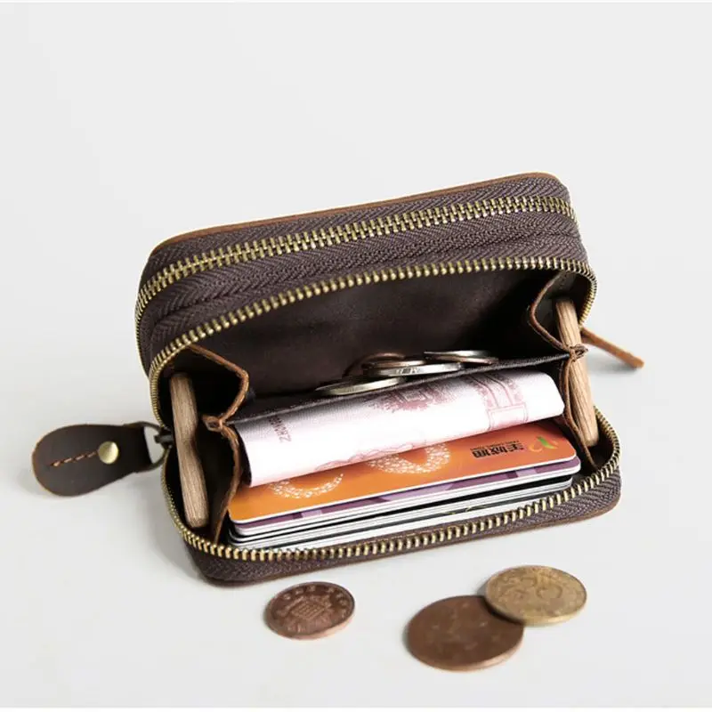 Portable PU Leather Vintage Card Holder Car Key Purse Coin Bag Case Phone Pouch Wallet