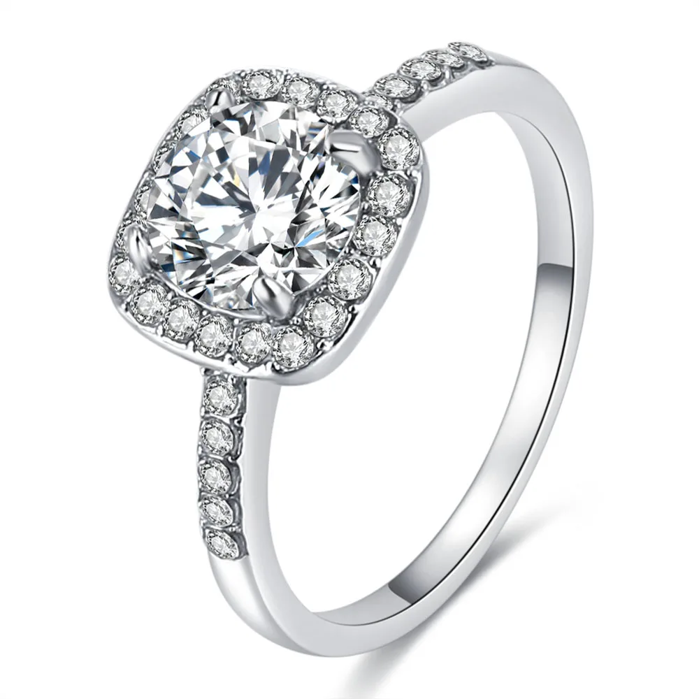 VKME, большое круглое кольцо с кубическим цирконием, AAA, циркон, посеребренное кольцо, Женское кольцо, новинка, для девушек, массивные кольца, вечерние, подарок - Цвет основного камня: R360