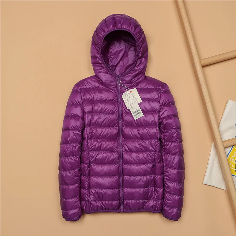 Purple Большие размеры 5XL зимняя куртка для женщин теплые осенние пальто Верхняя одежда сверхлегкий большой размер Красная базовая куртка белая утка утепленная куртка парки - Цвет: Purple
