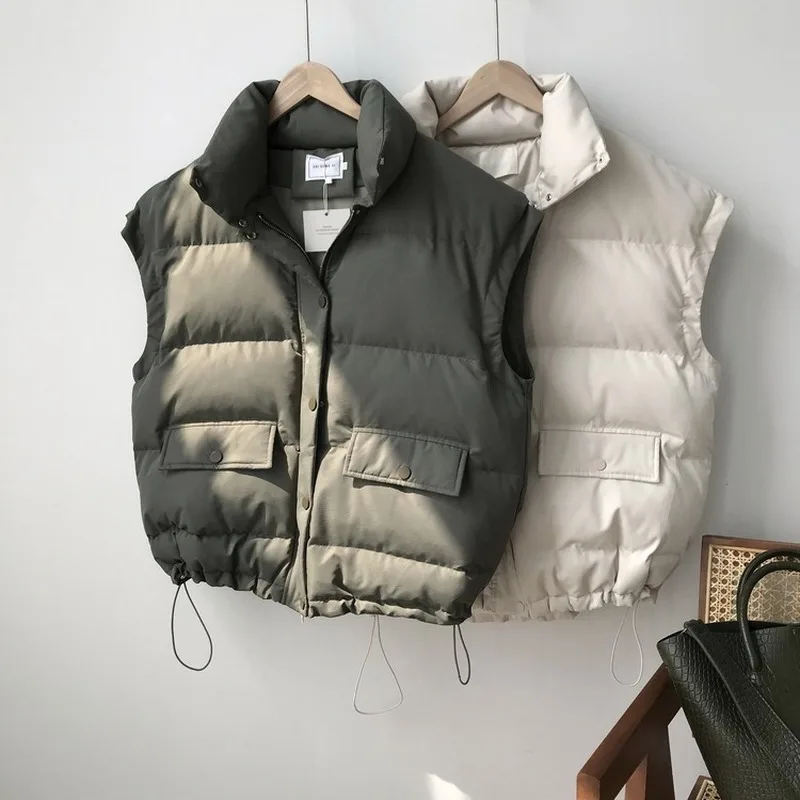 New Arrival 2021 Autumn Winter Women Vest Cotton-padded Short Waistcoat Plus Size Sleeveless Outwear Female Casual Parka Mujer