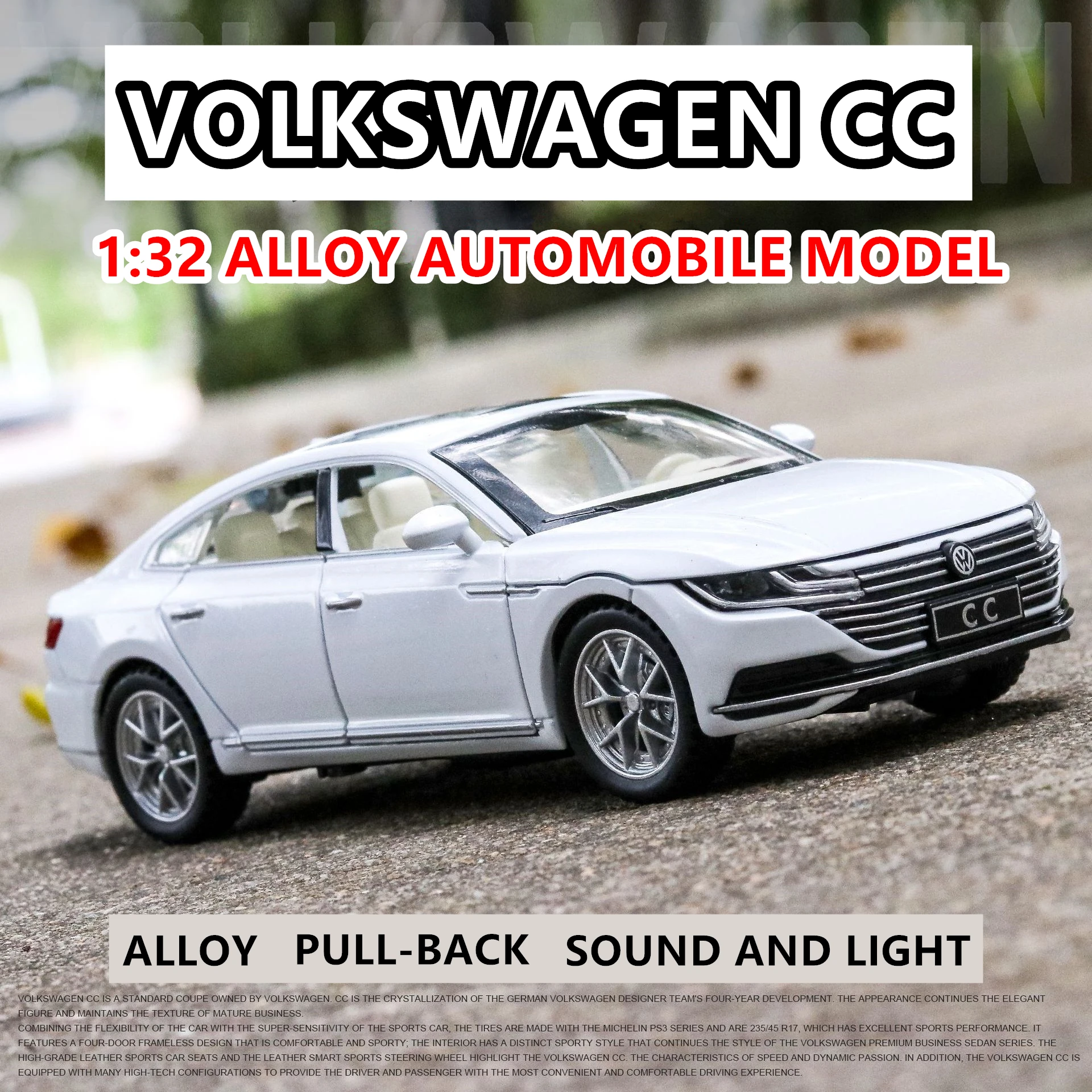 1:32 Volkswagen CC игрушка из сплава со звуком и светом Коллекционная модель автомобиля