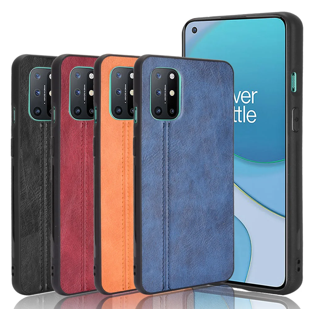For OnePlus 8T Case Suture Soft Edge PU Leather Hard Phone Cover For