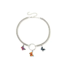 Кавайное цветное колье с бабочками, цепочка, ожерелье, колье в стиле Харадзюку, ожерелье в стиле панк, хип-хоп, готика, для женщин, ювелирное изделие