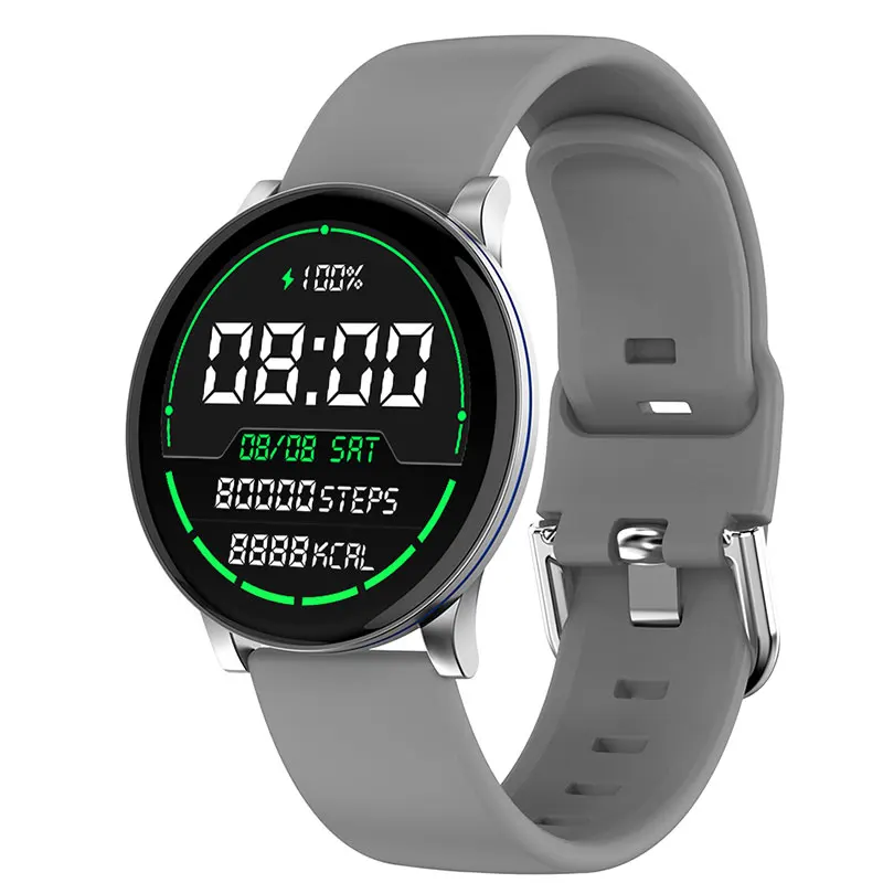 Круглые смарт-браслет Для мужчин Для женщин Smartband для Android браслет IOS смарт-браслет Фитнес трекер Нержавеющая сталь Модные Смарт-браслет - Цвет: silicone gray