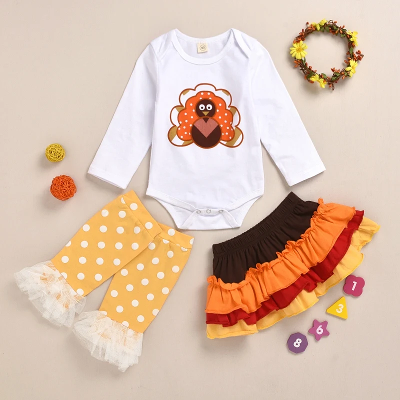 

Autumn Baby Girl Clothes Set Newborn Baby Half Skirt Set Thanksgiving Day Baby Dress Up Costume 3-piece Set43
