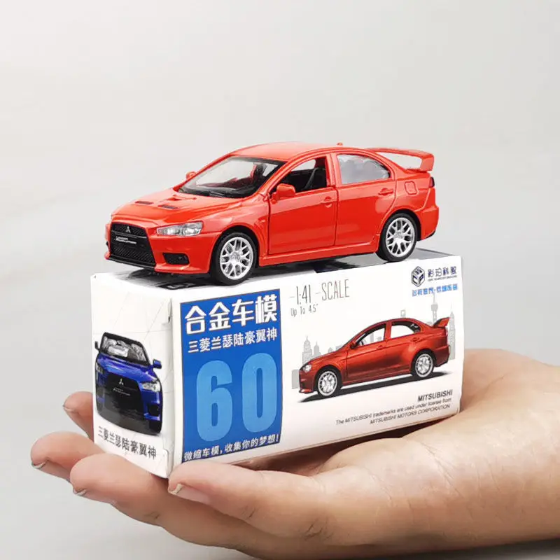 Modelo de coche de Metal fundido a presión para MITSUBISHI LANCER, escala 1:41, colección de juguetes extraíbles