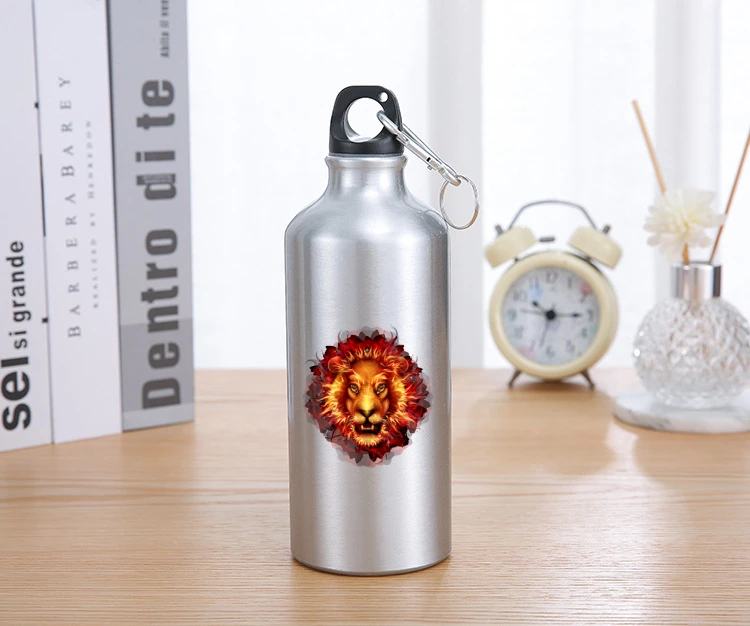 

600ML Seal Straw Sport Bicycle Water Bottle Non-slip Heat Resistant Metal Protein Powder Shaker Fitness Cartoon Animal Drinkware