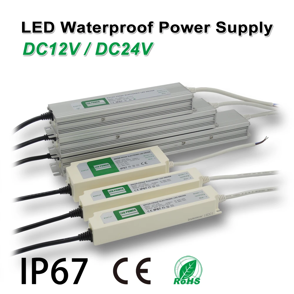 

LED Waterproof Power Supply,IP67,DC12/24V, Led driver,Adapter transformer,Indoor & Outdoor Use,for Led Strip lights, Led Panels