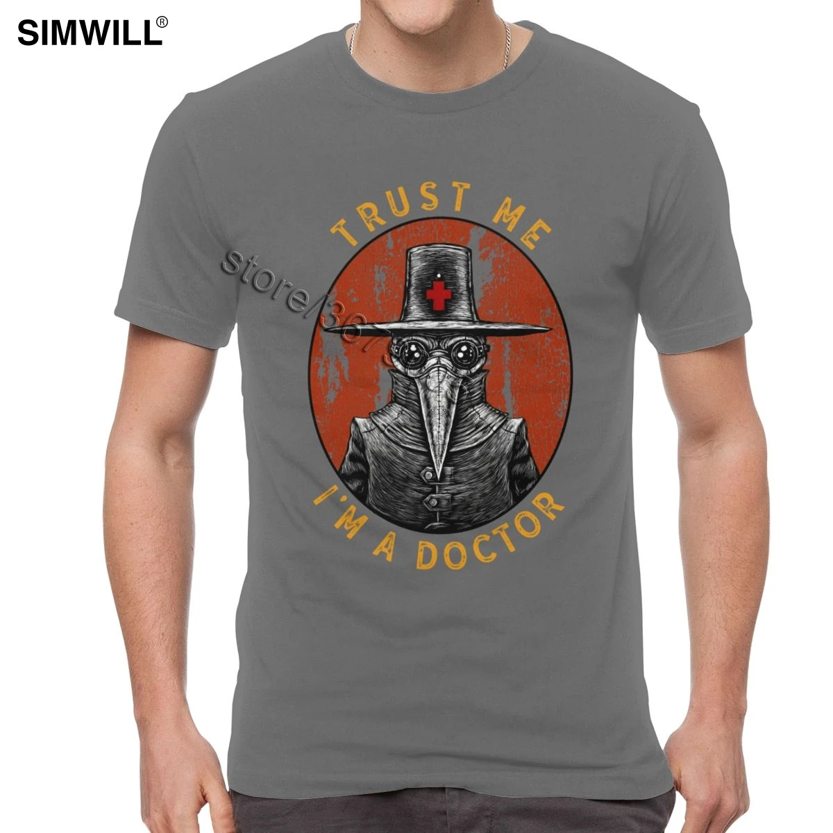 Humor Trust Me I'm A Doctor Футболка мужская хлопковая забавная Harajuku футболка короткий рукав Хэллоуин чума доктор футболки уличная одежда топы - Color: Dark grey