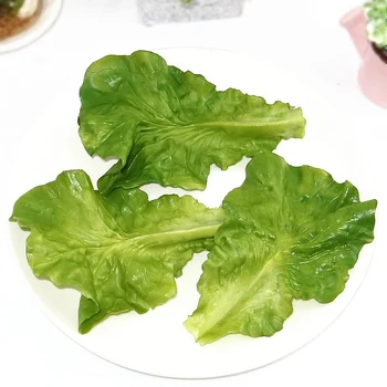 

10pcs/lot Simulation Green Lettuce Leaves PVC Material Fake Vegetable Model Kids Pretend Play Kitchen Toys Artificial Foods