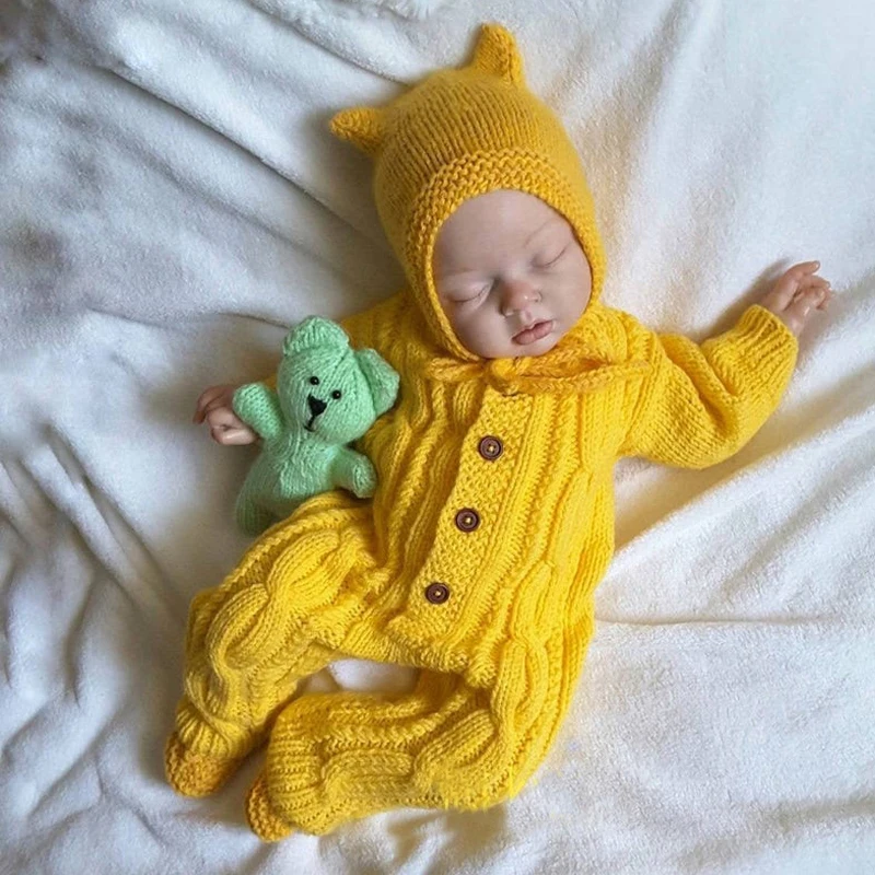 Одежда для маленьких мальчиков и девочек от 0 до 18 месяцев теплый детский комбинезон, вязаный однотонный однобортный комбинезон+ шапки, комплект из 2 предметов, зимний свитер