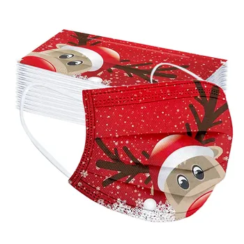 

50pc Christmas Disposable Masks Non-woven Face Masks 3 layer Ply Filter High-quality Breathable Adult Mouth Mask IN STOCK