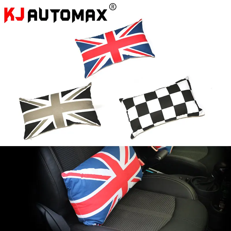 KJAUTOMAX для Mini Cooper все автомобильные поясные подушки Union Jack Grey Checker хлопок полиэстер