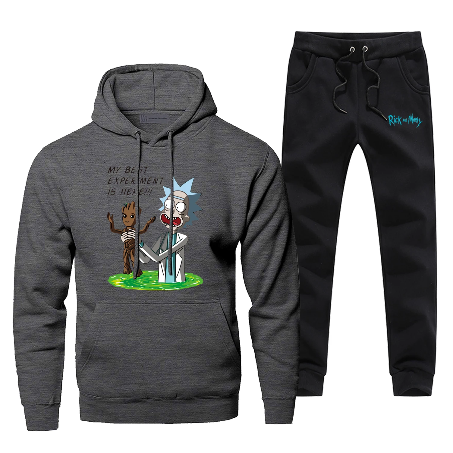 I Am Groot Men's Jogging Anime Rick And Morty Fashion Mens Full Suit Tracksuit Winter Bodywarmer Male Set Funny Fleece Gym Suit
