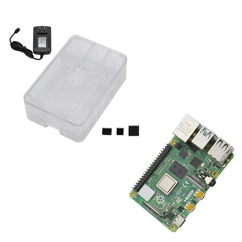 Для Raspberry Pi 4B ABS черный чехол 2G ram DIY Kit с радиатором 5V 3A адаптер питания для Raspberry PI 4