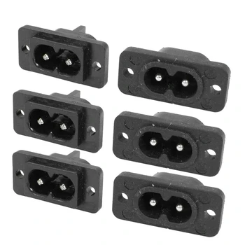 

Black 2 Pin IEC320 C8 Screw Mount Inlet Plug Socket AC 250V 2.5A 6 Pcs