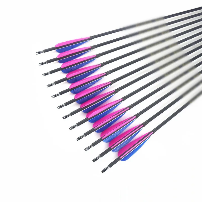 

KONBMAN 6/12pc 32-inch True Feather Hybrid Carbon Arrow for Recurve Bow or Longbow Practice/Hunting