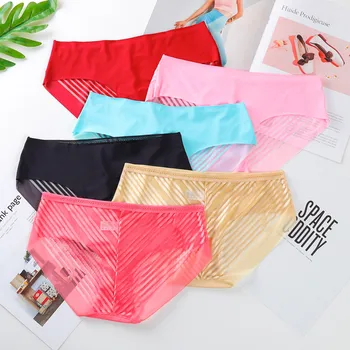 

Ice Silk Underwear Abdomen Open File Antibacterial Low Waist Hip Waist Shaped Waist Lace Breifs Women Underwear Lace Female #W3