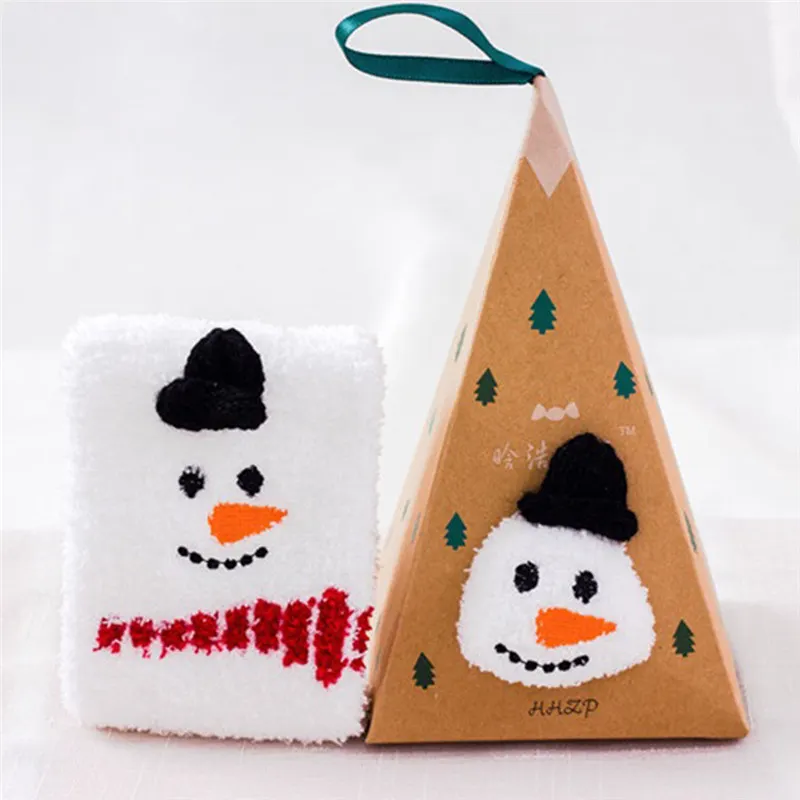 Cute Chirstmas Socks Animal Deer Snowbody Warm Sock 3D Fluffy Coral Velvet Thick Warm Winter Socks for New Year Gift Sox