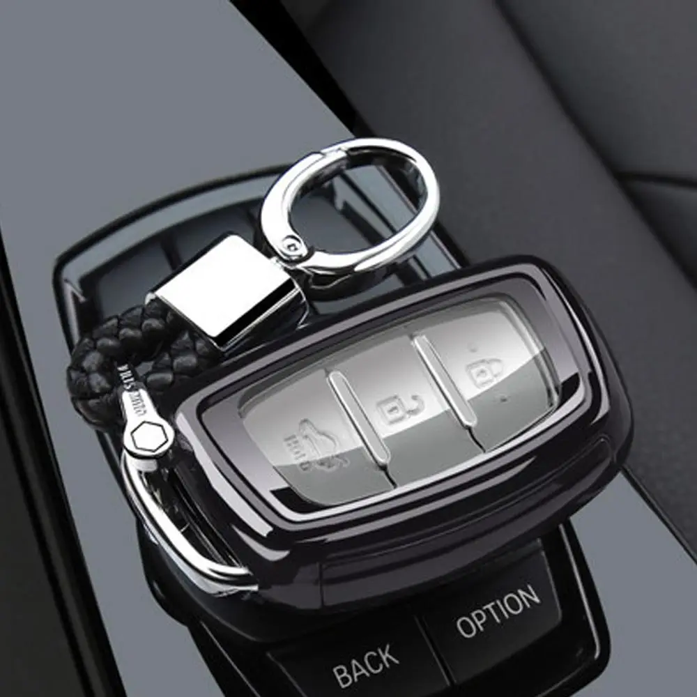 Black Автомобильный пульт дистанционного ТПУ Брелок чехол для hyundai I20 I30 I40 L109 hb20 Fe Creta Mistra Accent Solaris аксессуары - Название цвета: Black