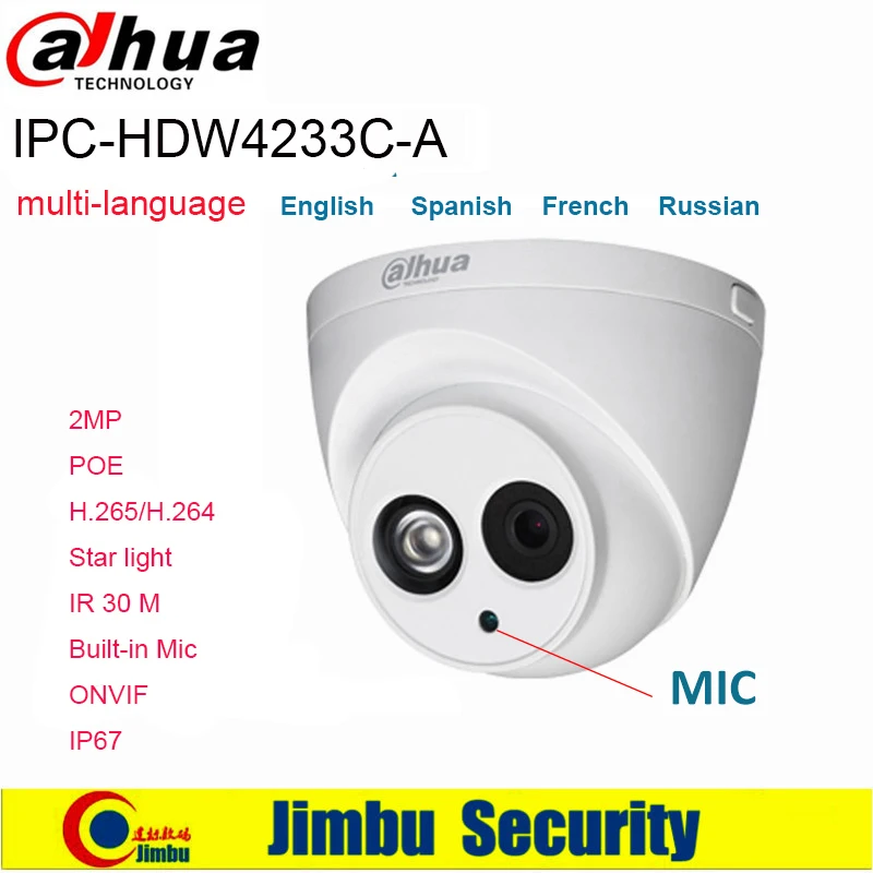  Dahua 2MP IP Camera multi-language IPC-HDW4233C-A Starlight PoE H.265 H.264 Built in Mic IR30m Netw - 33032419122
