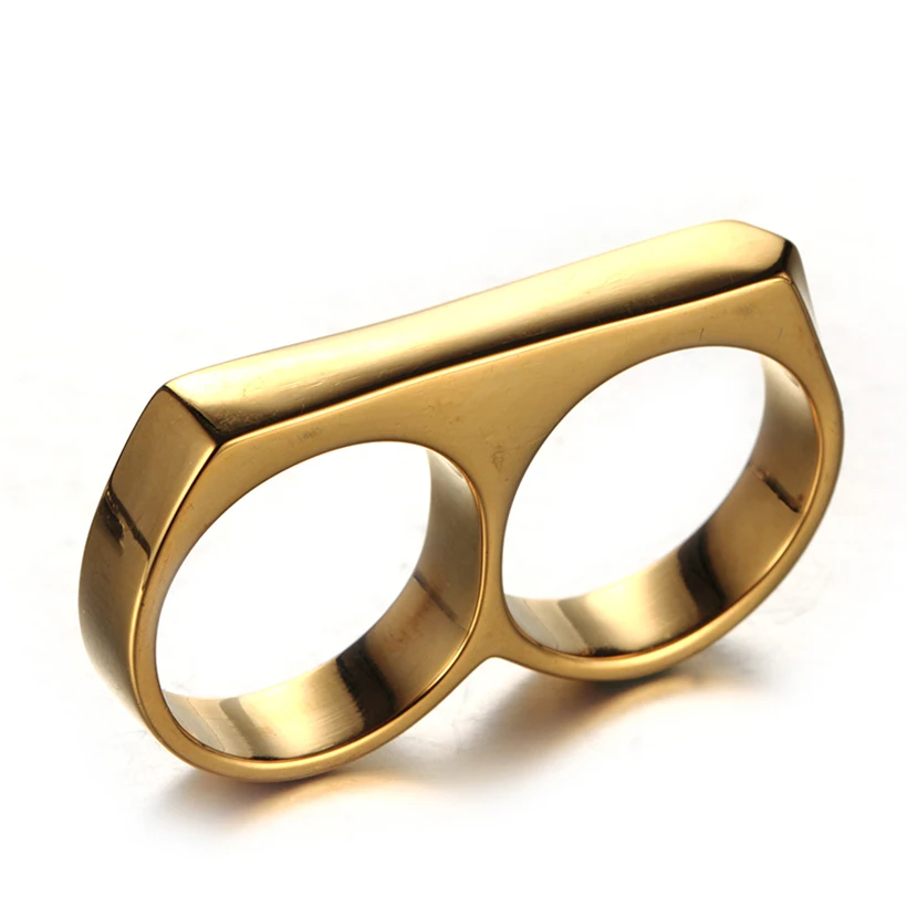 Stainless Steel Ring Finger Ring Double Ring Double Finger Doctor Strange Ring Men&rsquo;s Jewelry Titanium Steel