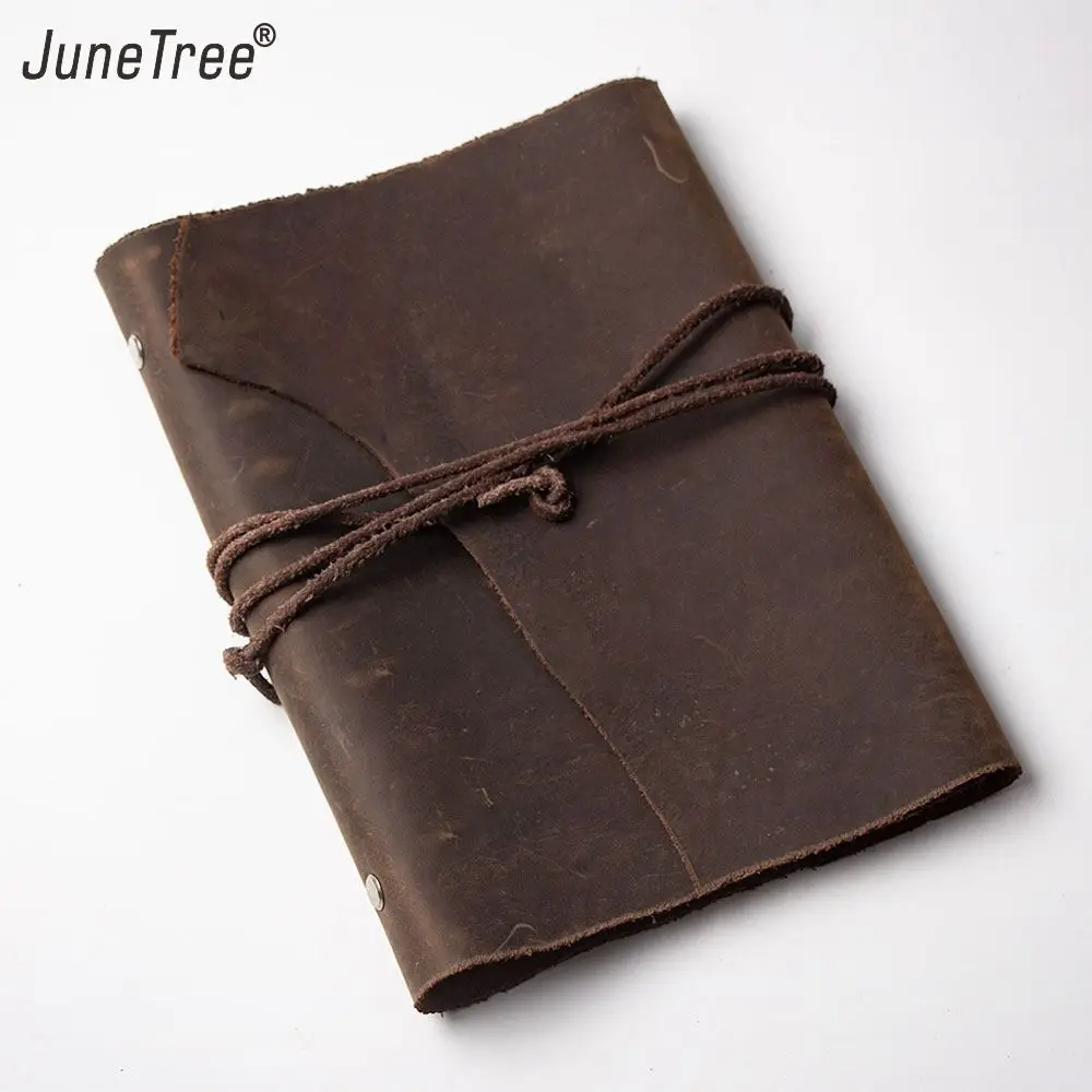 Junetree Caderno Vintage Viajantes Couro Legítimo Diário Artigos de Papelaria Material de Escritório