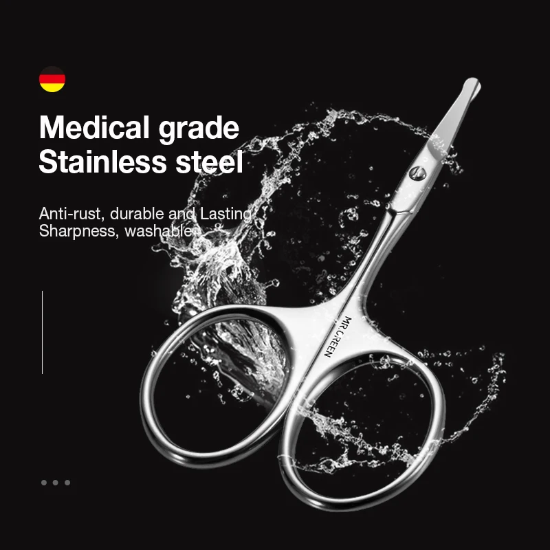 Facial Hair MR.GREEN Scissors Rounded Professional Stainless Steel Mustache Nose Hair Beard Eyebrows Eyela_voghion.com
