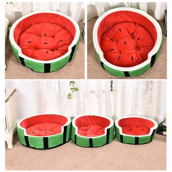 

New Hot Plush Dog and Cat Bed Home Comfort Pet Watermelon Bed Winter Pet Dens Small Dog Cat Kennel SMD66