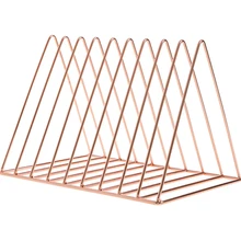 Нордический кованый треугольный блокнот-органайзер, 9 секций книжных журналов вешалка для хранения книжных отделок-розовое золото