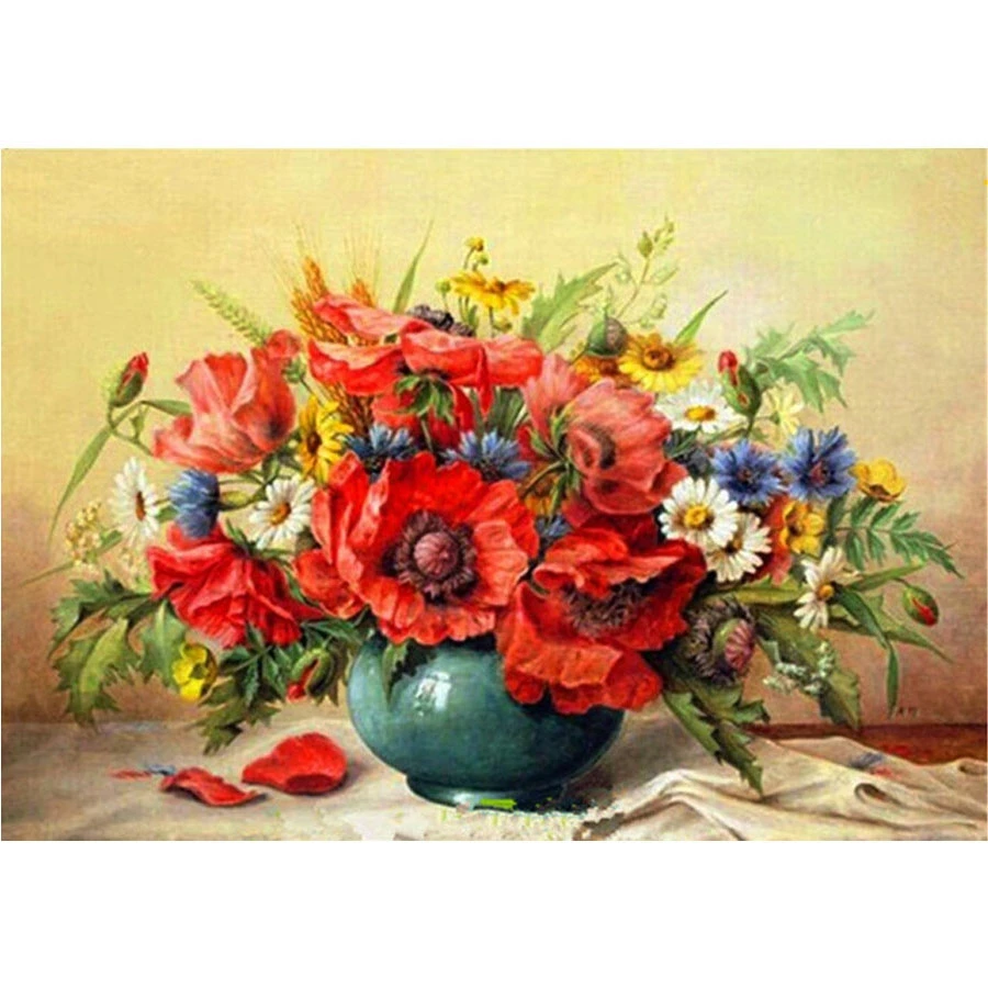 DIY Diamond Mosaic poppy flowers Painting 5d Cross Stitch 3d Embroidery full square Handmade Rhinestone L638 | Дом и сад