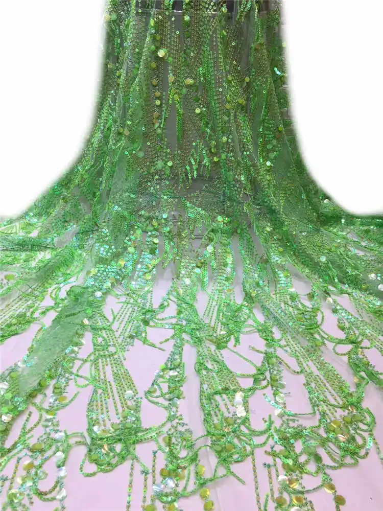 Последняя популярная африканская кружевная ткань тяжелая ручная работа бисерная кружевная ткань для нигерийских свадебных длинных платьев WInn668v - Цвет: As Picture