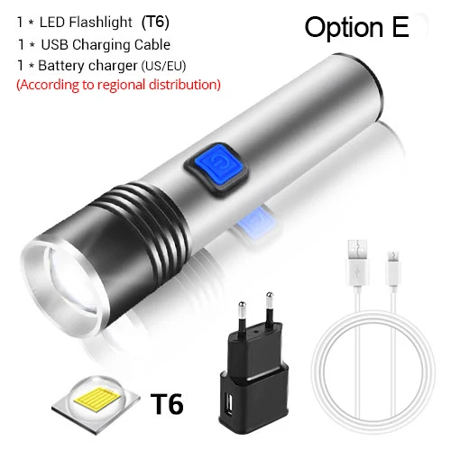 Перезаряжаемый фонарик USB 3/4 режимов водонепроницаемый светодиодный фонарик с фокусом масштабируемый встроенный аккумулятор портативный фонарь для наружного освещения - Испускаемый цвет: Option E