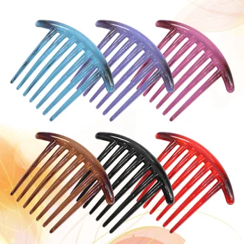 

6pcs Fashion Hair Comb Resin Headpiece Durable Hair Accessories Hair Comb(Random Color)