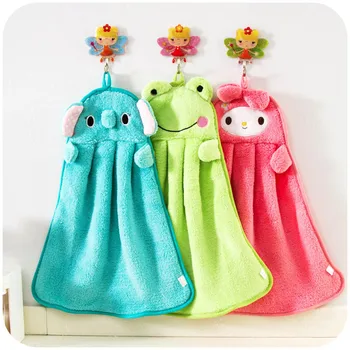 

28*36CMBaby Hand Towel Toddler Coral Fleece Cartoon Animal Wipe Hanging Towel For Children Bathroom New Born Baby Towel
