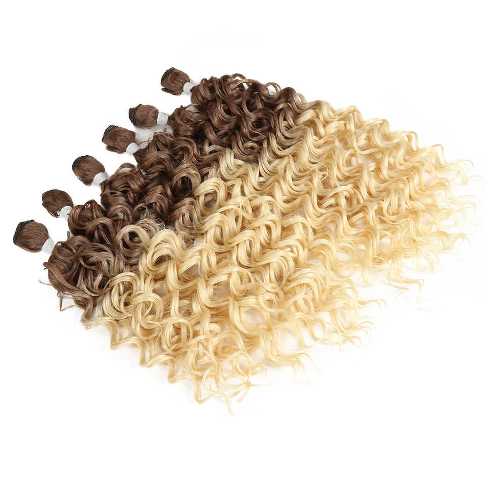 Bella волнистые пряди с застежкой синтетические волосы, для увеличения объема воды волнистым черным эффектом деграде(переход от темного к светлые волосы 613 волосы 7 шт./упак. 26 дюймов для наращивания на всю голову